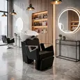 Lavatório Nice com Descanso de Pernas - Cuba de Porcelana - Estrutura Preta