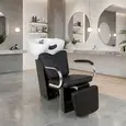 Lavatório Rubi com Descanso de Pernas - Cuba de Porcelana - Estrutura Preta