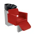 Lavatório Toscana com Descanso de Pernas - Cuba de Porcelana Preta - Estrutura Cinza