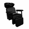 Lavatório Titan com Descanso de Pernas - Cuba de Porcelana Preta - Estrutura Preta