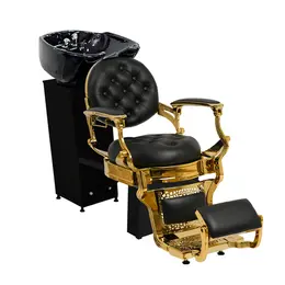 Lavatório Lord Gold - Cuba de Porcelana Preta - Estrutura Compacta